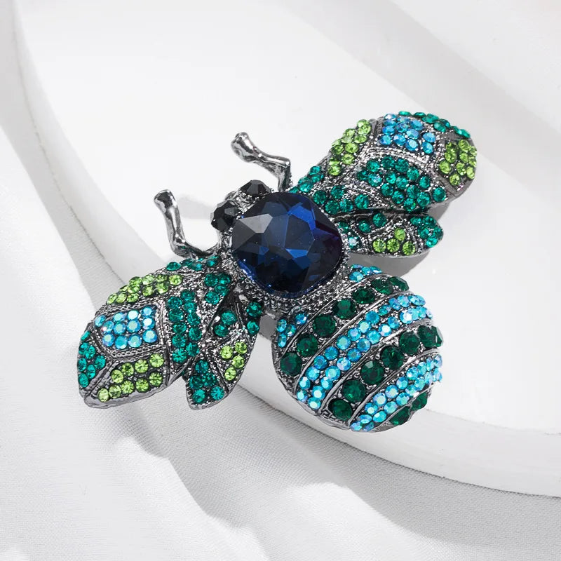 Skeds clássico vintage grande strass abelha broches pinos para mulheres luxo cristal inseto jóias terno roupas broche pino emblemas