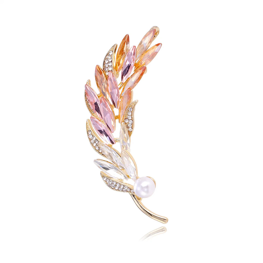 Broche Ramo de Trigo com Strass Design Elegante Feminino
