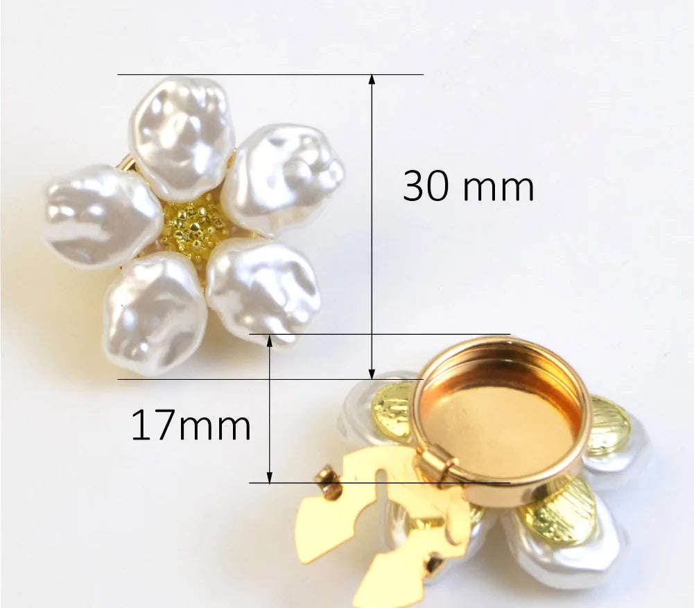 2 pçs moda liga pérola botão cobre camisa manga abotoaduras flor colar clipes decorativos acessórios elegantes
