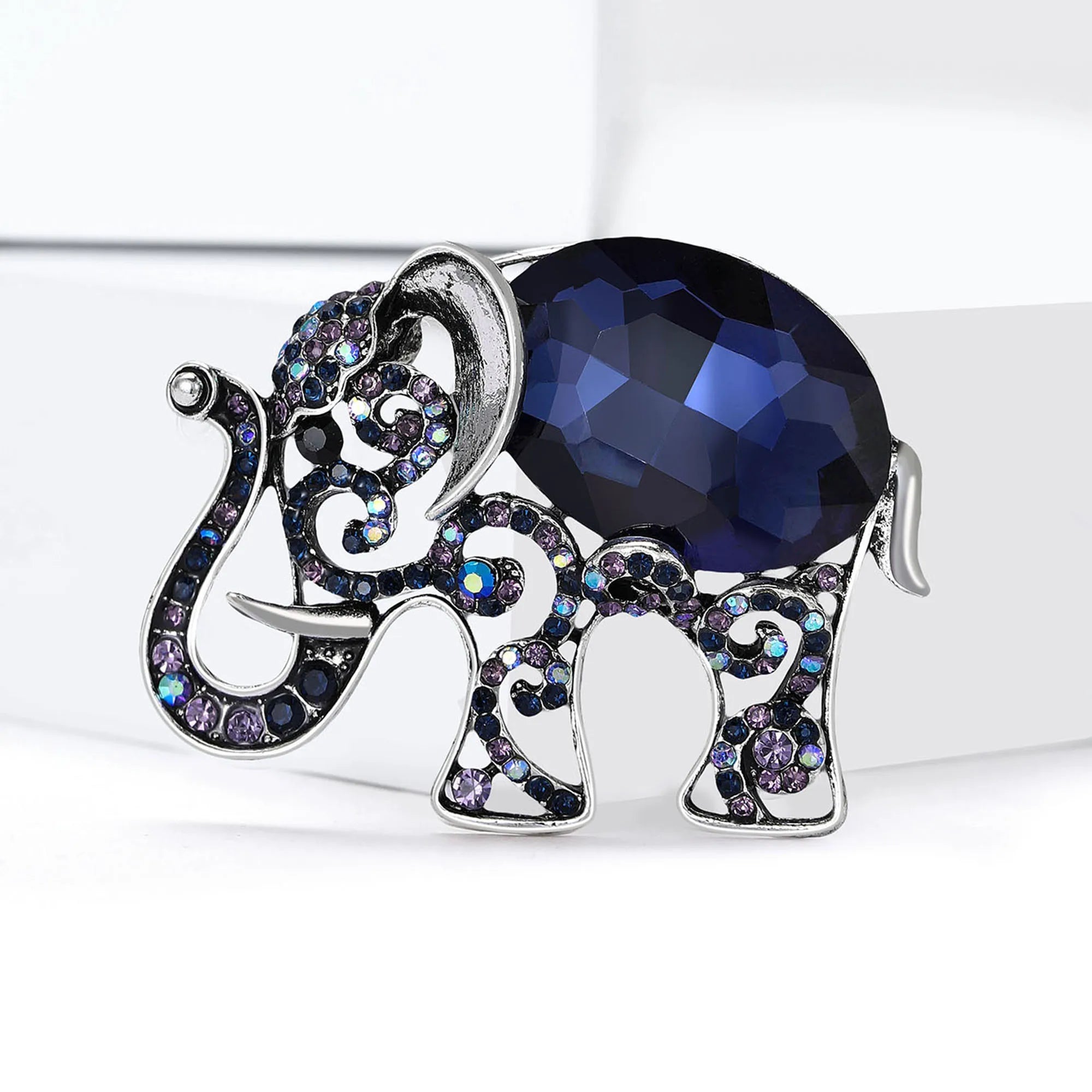 Broches de elefante de strass de luxo para mulheres unissex esmalte animal pinos banquete festa mochila presentes acessórios de joias