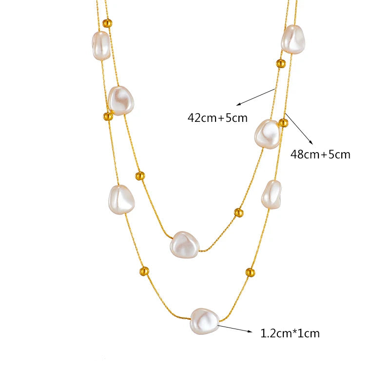 Dieyuro 316l aço inoxidável 2in1 grande pérola pingente colar para mulheres nova tendência meninas pescoço jóias corrente festa presente de casamento