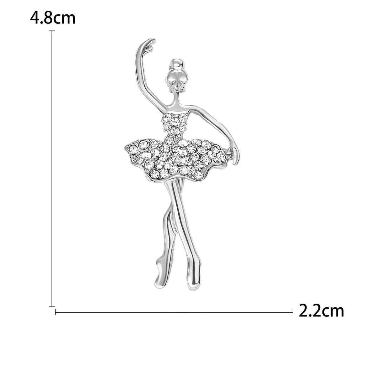 Broche Bailarina Esmaltado com Strass Elegante Feminino