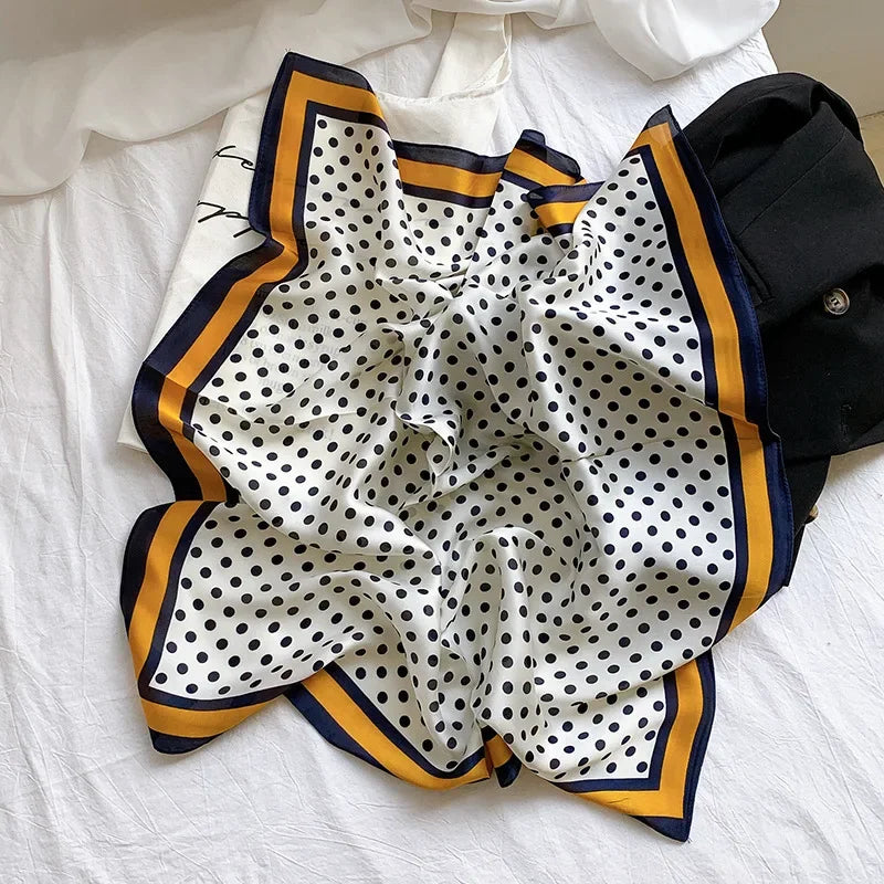 70*70cm moda lenço dot print seda cetim pescoço cachecol para mulheres pequenos xales lenços de cabelo feminino saco cachecóis para senhoras