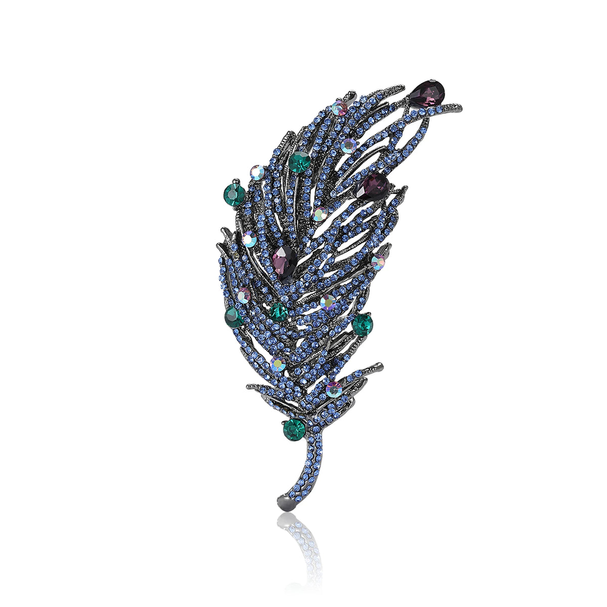 Broche Pena Vintage com Strass Design Elegante Feminino