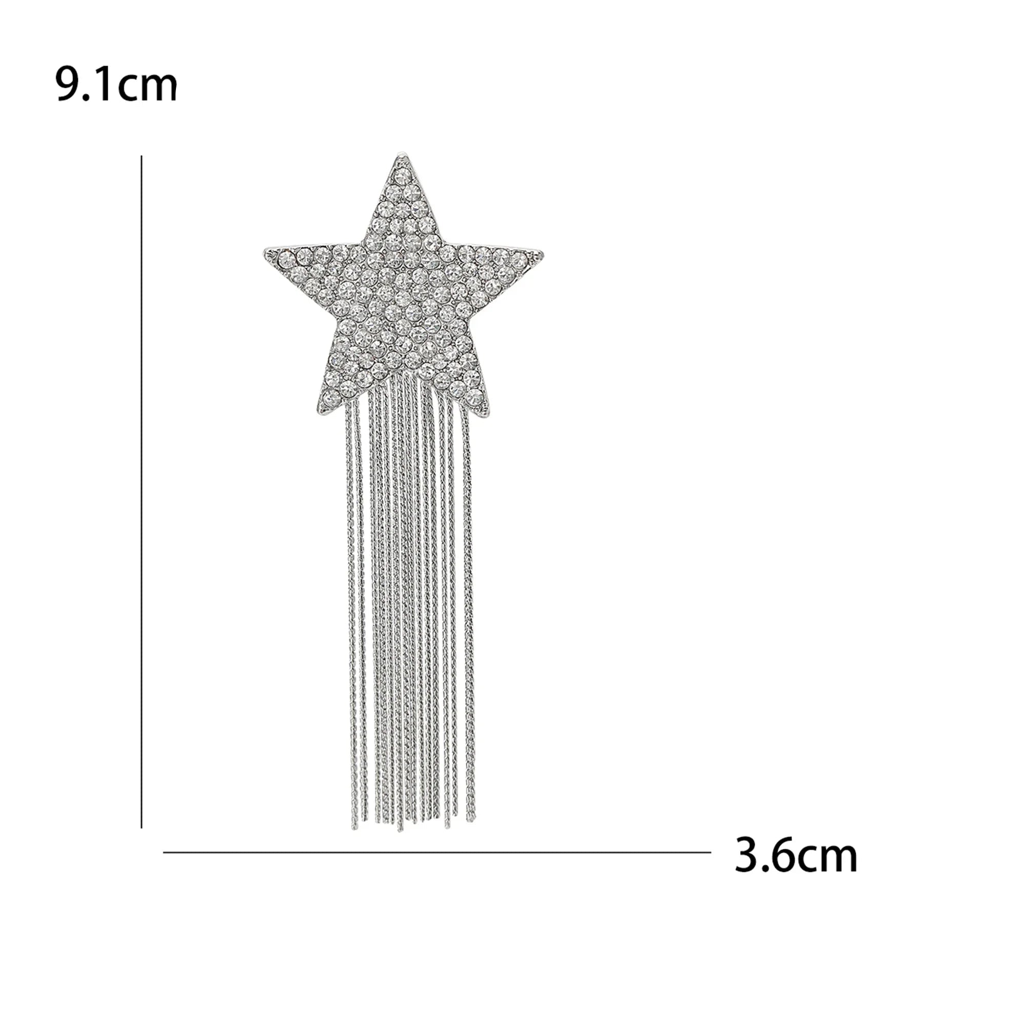 Alfinetes de estrela de tiro com borla para mulheres unissex strass estrela broches escritório festa amigo presentes acessórios de joias