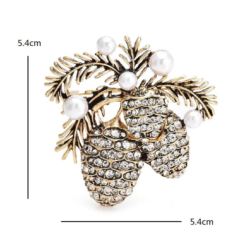 Broche Fruto do Pinheiro com Strass Design Elegante Feminino