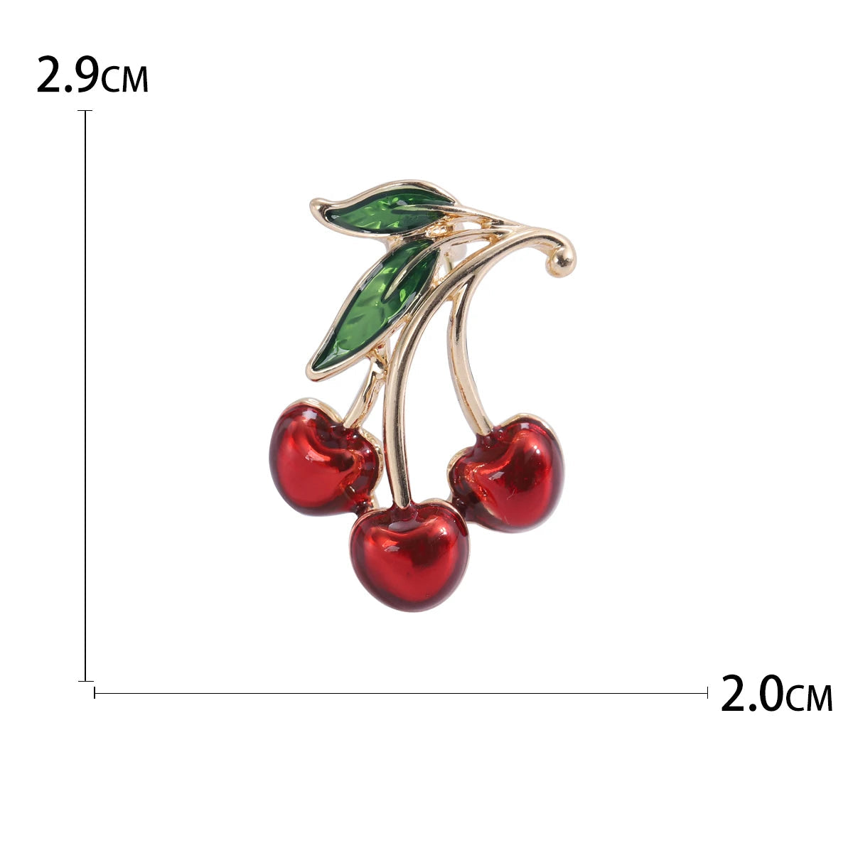 Broches de cereja esmalte para mulheres, Unisex Rhinestone Fruit Pins, Banquete Party Backpack Presentes, Acessórios de jóias