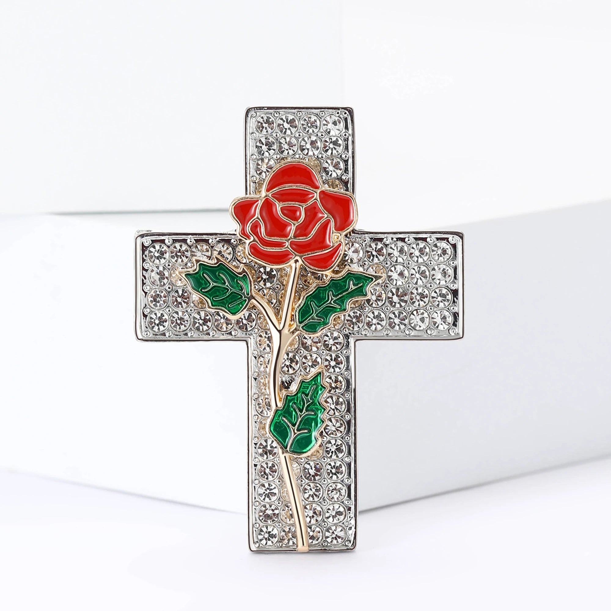 Broches cruzados de strass para mulheres, unissex, flores, alfinetes cruzados, mochila, festa de escritório, presentes para amigos, acessórios de joias, decoração