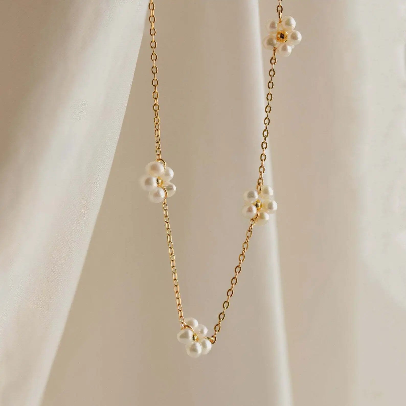 Pingente de flor de cinco pétalas de aço inoxidável elegante, colar de joias com pingente de flor, acessórios de banquete feminino