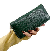 Carteira longa padrão crocodilo para mulheres, bolsa de armazenamento leve casual, grande capacidade, porta-moedas feminina, carteiras simples na moda