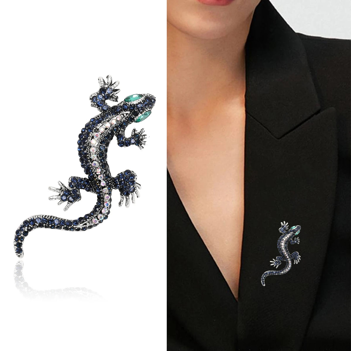 Broche Lagartixa com Strass - Elegância e Estilo