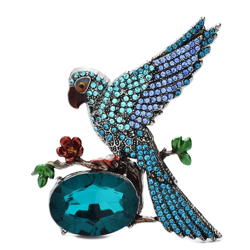 Broche Pássaro Vintage com Cristais Design Elegante Feminino