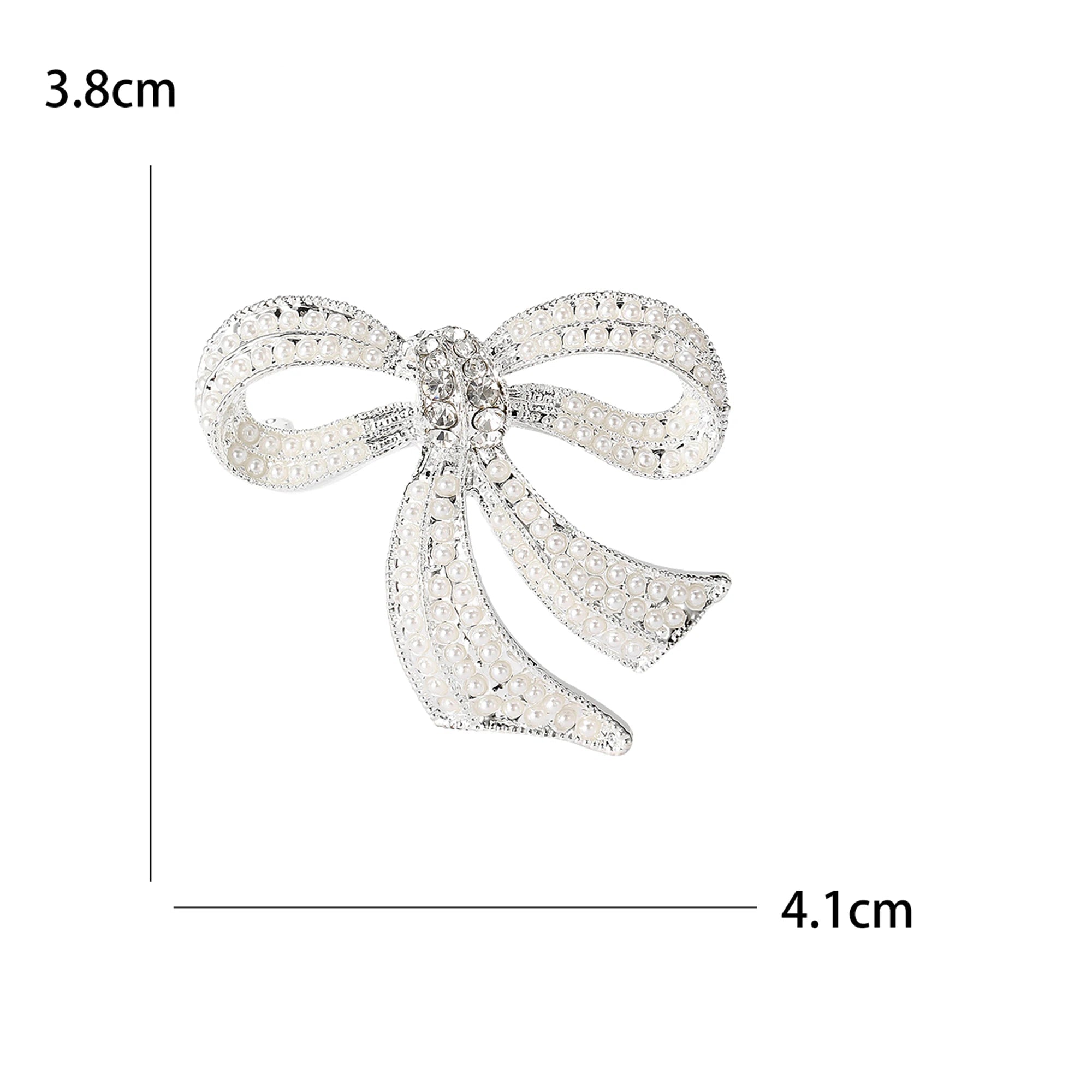 Broche Laço Feminino com Strass e Pérolas para Acessórios