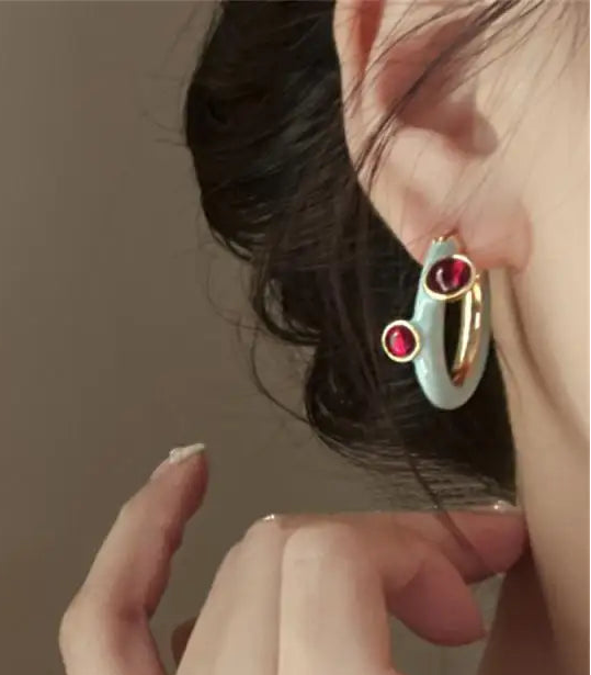 Brincos franceses lindamente fumaça azul redondo óleo gotejamento brincos acessórios populares brincos de alta qualidade luxo elegante