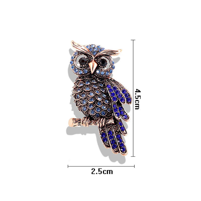 Luxo strass cravejado azul roxo coruja broches para roupas femininas terno acessórios vintage elegante coruja broche pinos jóias