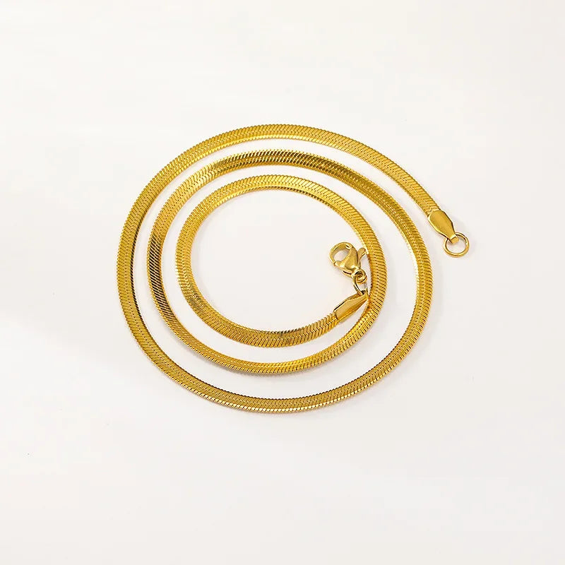Pvd banhado a ouro 316l colar de aço inoxidável 2 3 4 5mm de largura colar de corrente de cobra para acessórios femininos atacado