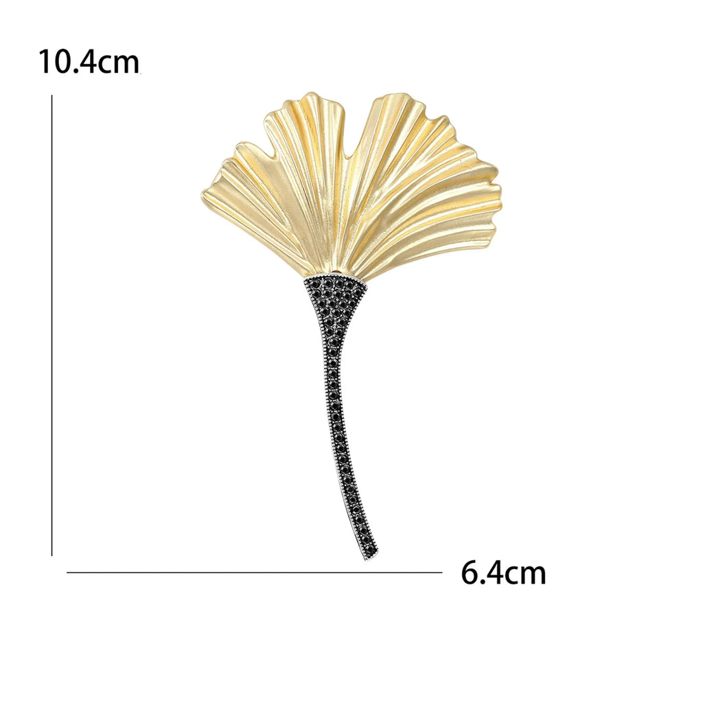 Broche Folha Ginkgo Vintage Design Elegante Feminino
