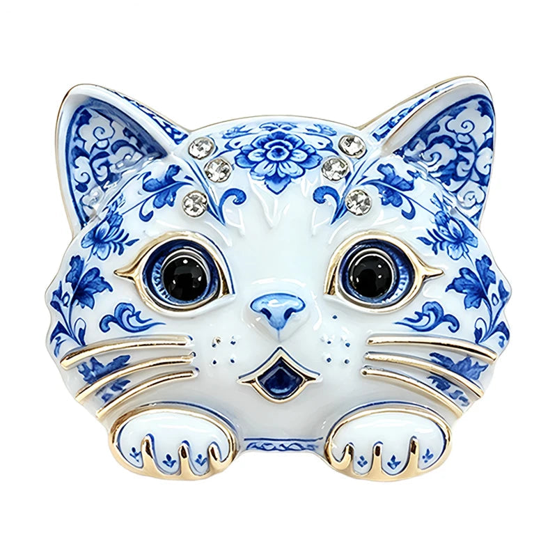Broche Gato com Strass Design Elegante Feminino
