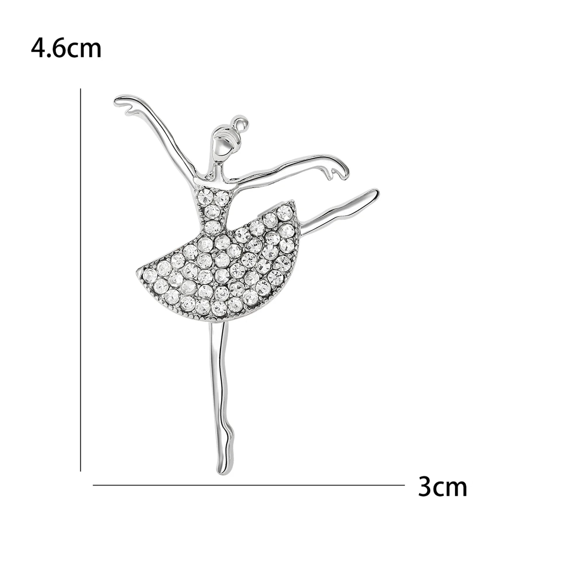 Broche Bailarina Esmaltado com Strass Elegante Feminino