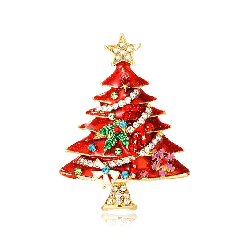 Broche Árvore de Natal com Strass Design Elegante Feminino