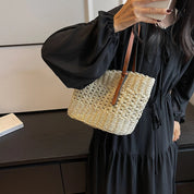 Designer casual rattan vime sacola grande capacidade tecido feminino verão praia palha bolsa senhora viagem grande cesta