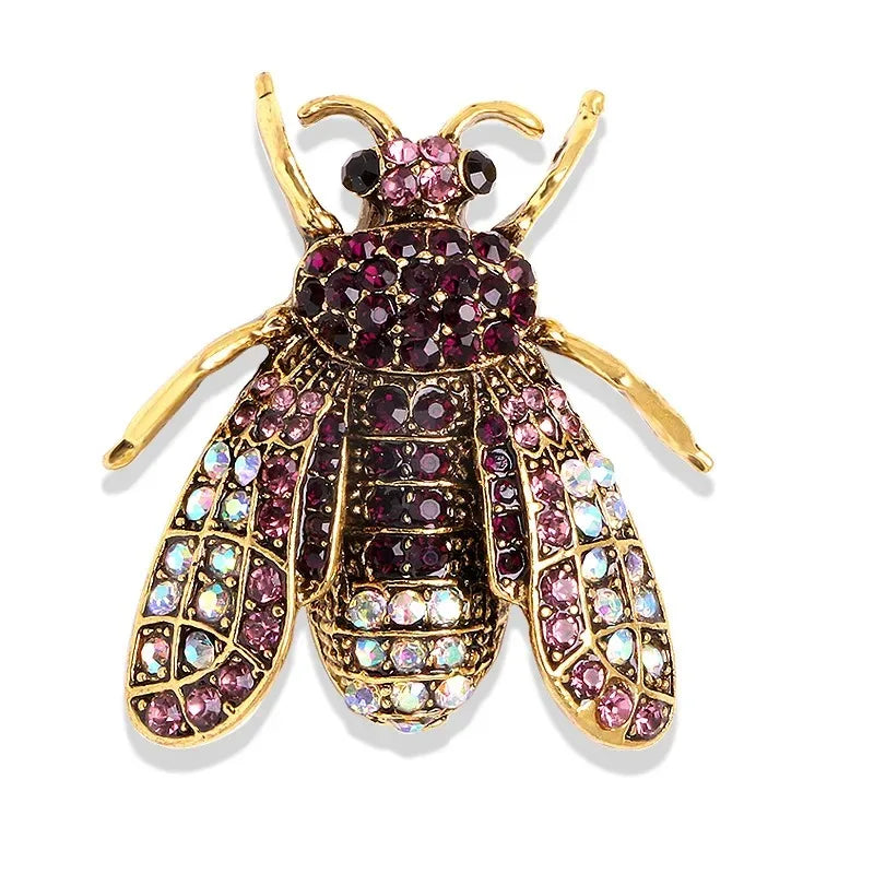 Broche de metal de abelha azul, broches de strass de insetos para mulheres, clipe de cachecol, buquê de joias
