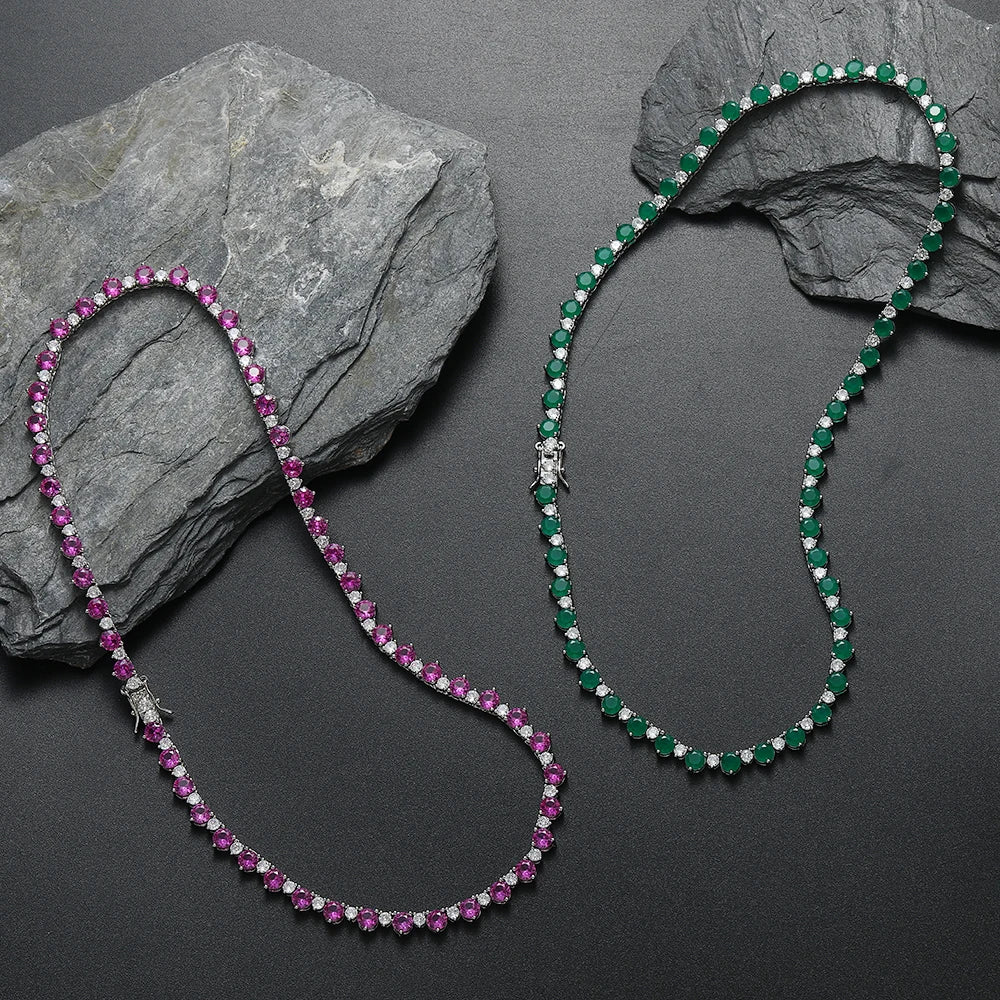 Brass CZ Colar De Corrente De Tênis Para Mulheres, 2 Cores, Joias Da Moda, Presente, BC174