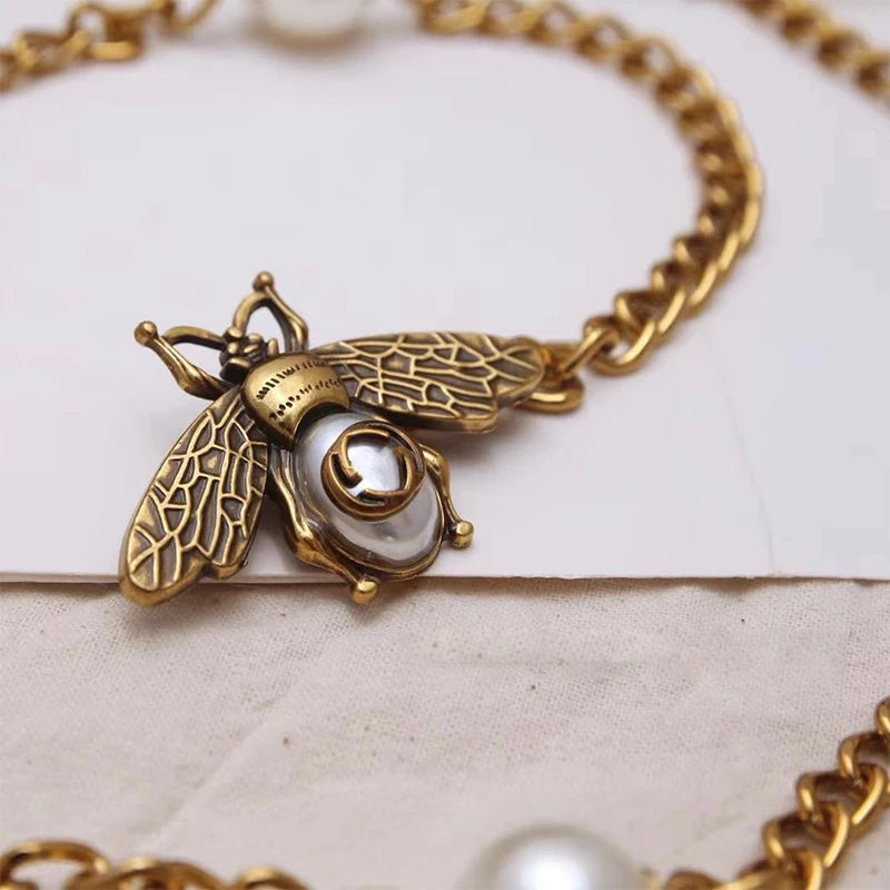 Corrente de cintura longa de luxo para mulheres vintage pérola splice metal cinto de alta qualidade vestido decoração corrente presentes