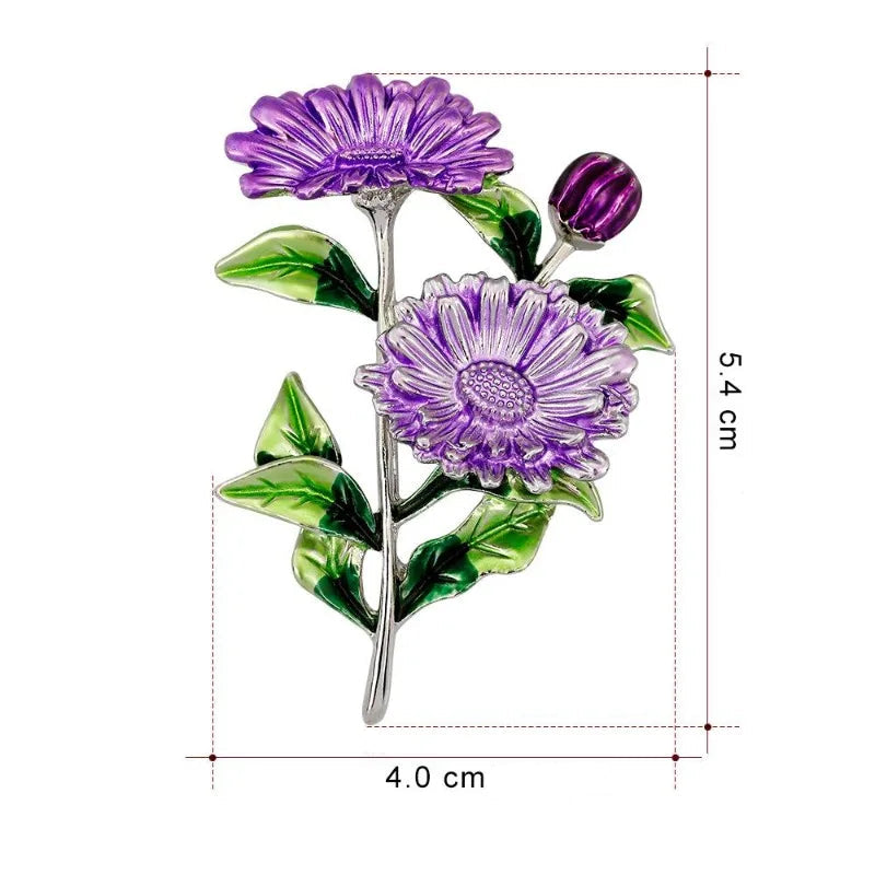 Broche Flor Dupla Esmaltada Design Elegante Feminino