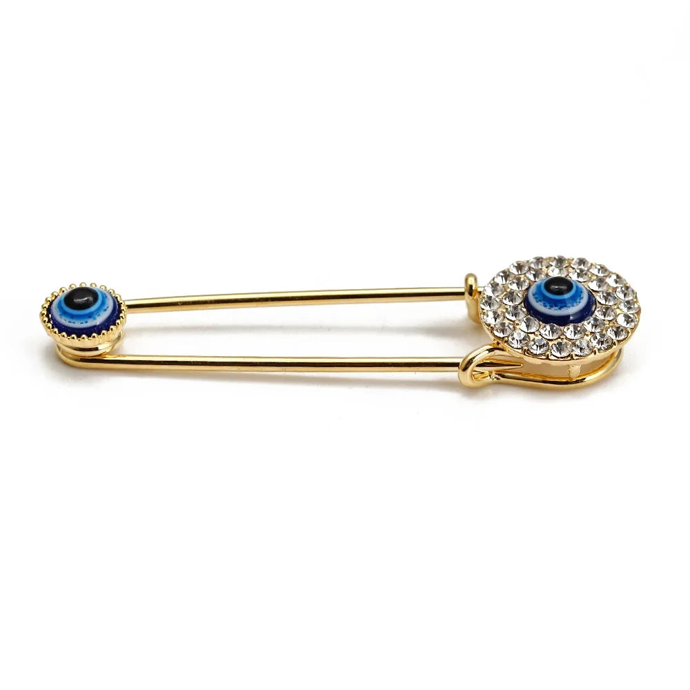 Pino de segurança olho da sorte gota óleo azul turco mau olhado fátima hamsa mão redonda charme broche pino para mulheres homens moda jóias