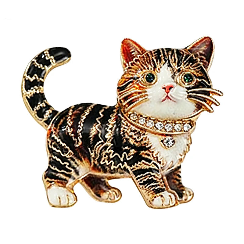 Broche Gato com Strass Elegante Feminino