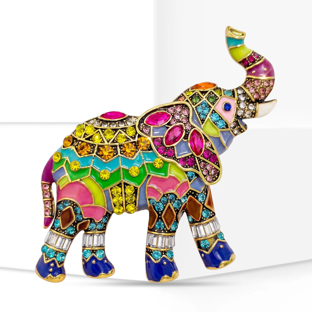 Broche Elefante com Strass Design Elegante Feminino