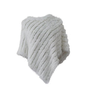 Real pele de coelho de malha natural poncho colete moda envoltório casaco xale senhora cachecol pele natural festa de casamento atacado capa