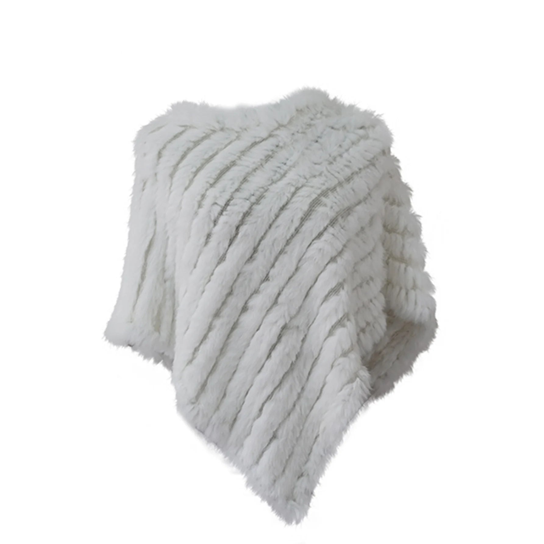 Real pele de coelho de malha natural poncho colete moda envoltório casaco xale senhora cachecol pele natural festa de casamento atacado capa