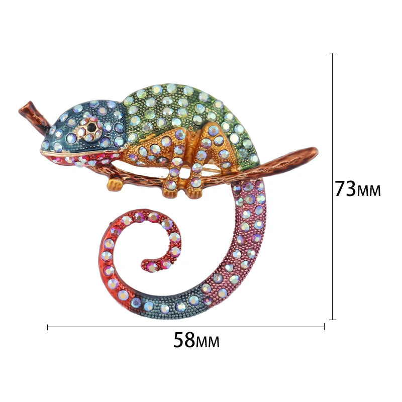 Broche Camaleão com Strass - Elegância e Estilo
