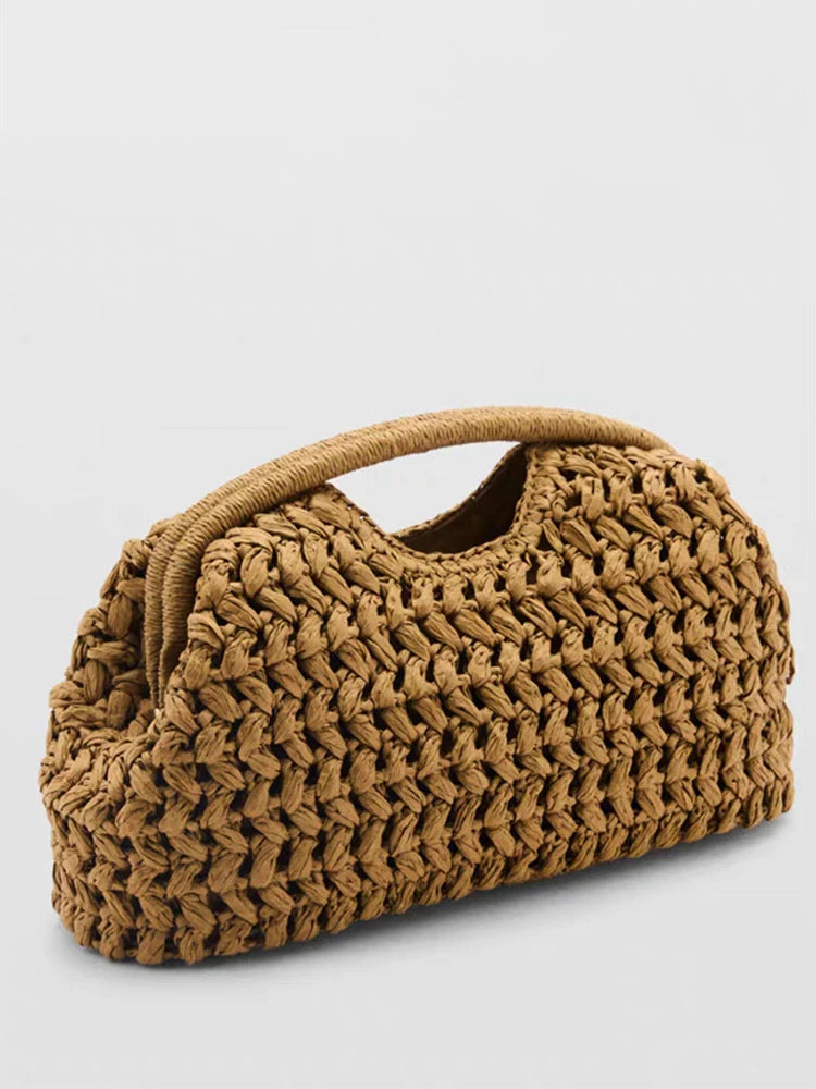 Marca tecido saco de embreagem luxo novo high-end beira-mar férias viagem grande capacidade palha feminina textura simples moda carteira