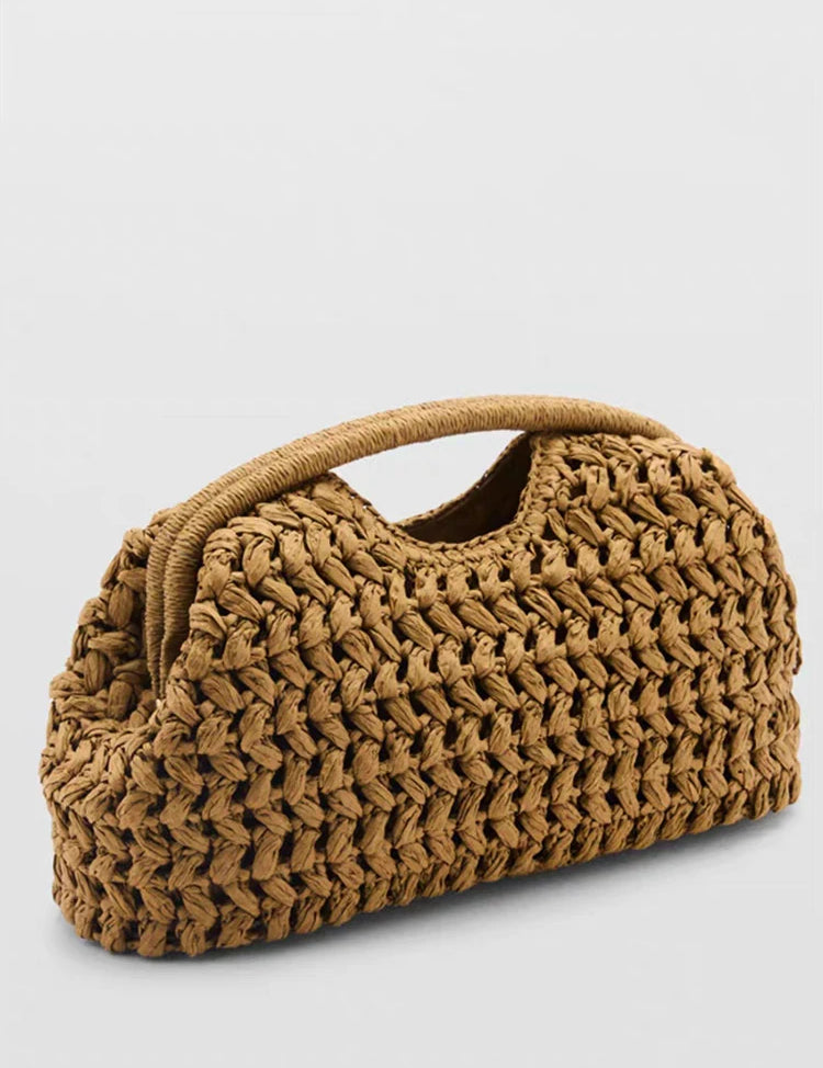 Marca tecido saco de embreagem luxo novo high-end beira-mar férias viagem grande capacidade palha feminina textura simples moda carteira