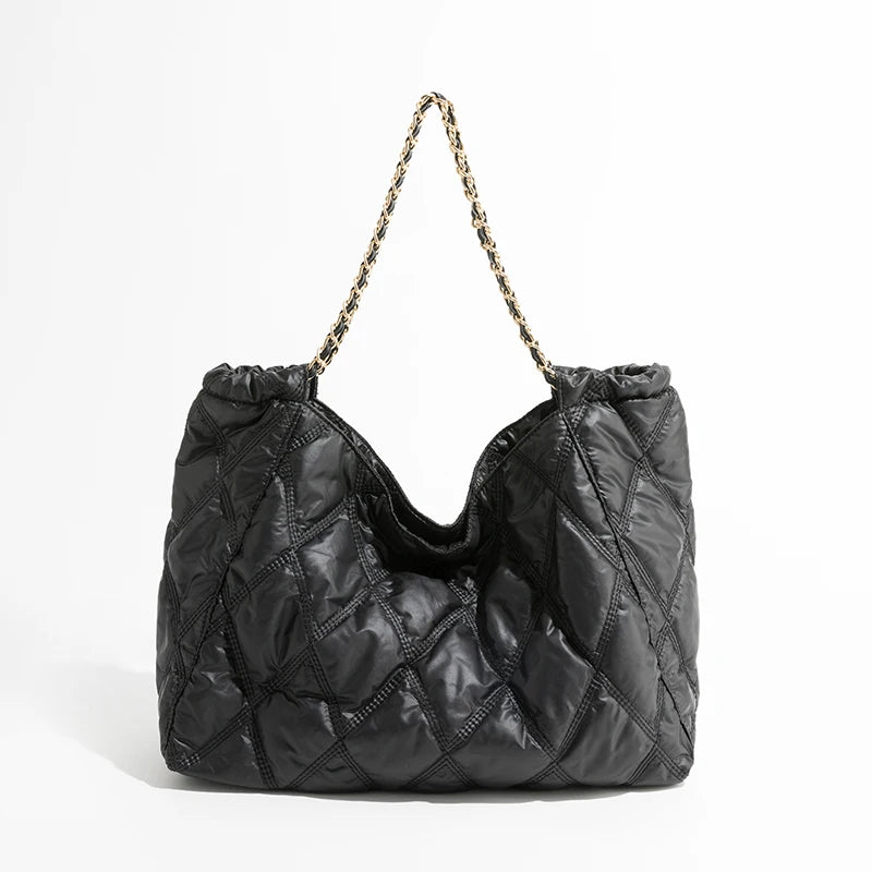 Casual lingge acolchoado bolsas de ombro femininas designer correntes acolchoadas senhora bolsas náilon grande capacidade sacola grandes sacos inchados 2023