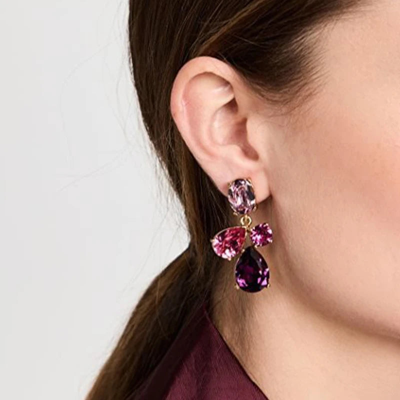 Gota de água vidro metal balançar post brincos para mulheres moda jóias bonito designer novos estilos atacado presentes do feriado mq444