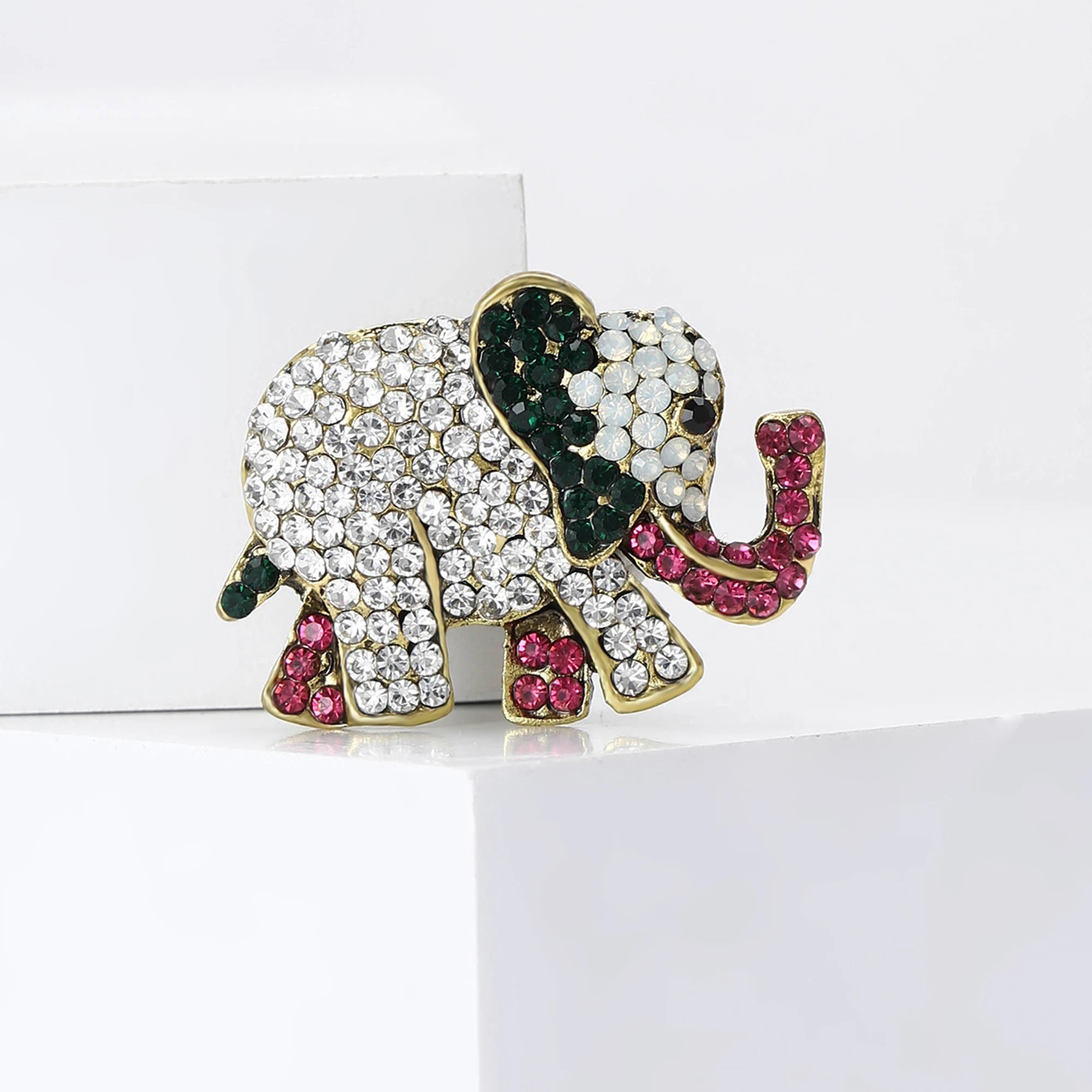 Broches de elefante de strass de luxo para mulheres unissex esmalte animal pinos banquete festa mochila presentes acessórios de joias