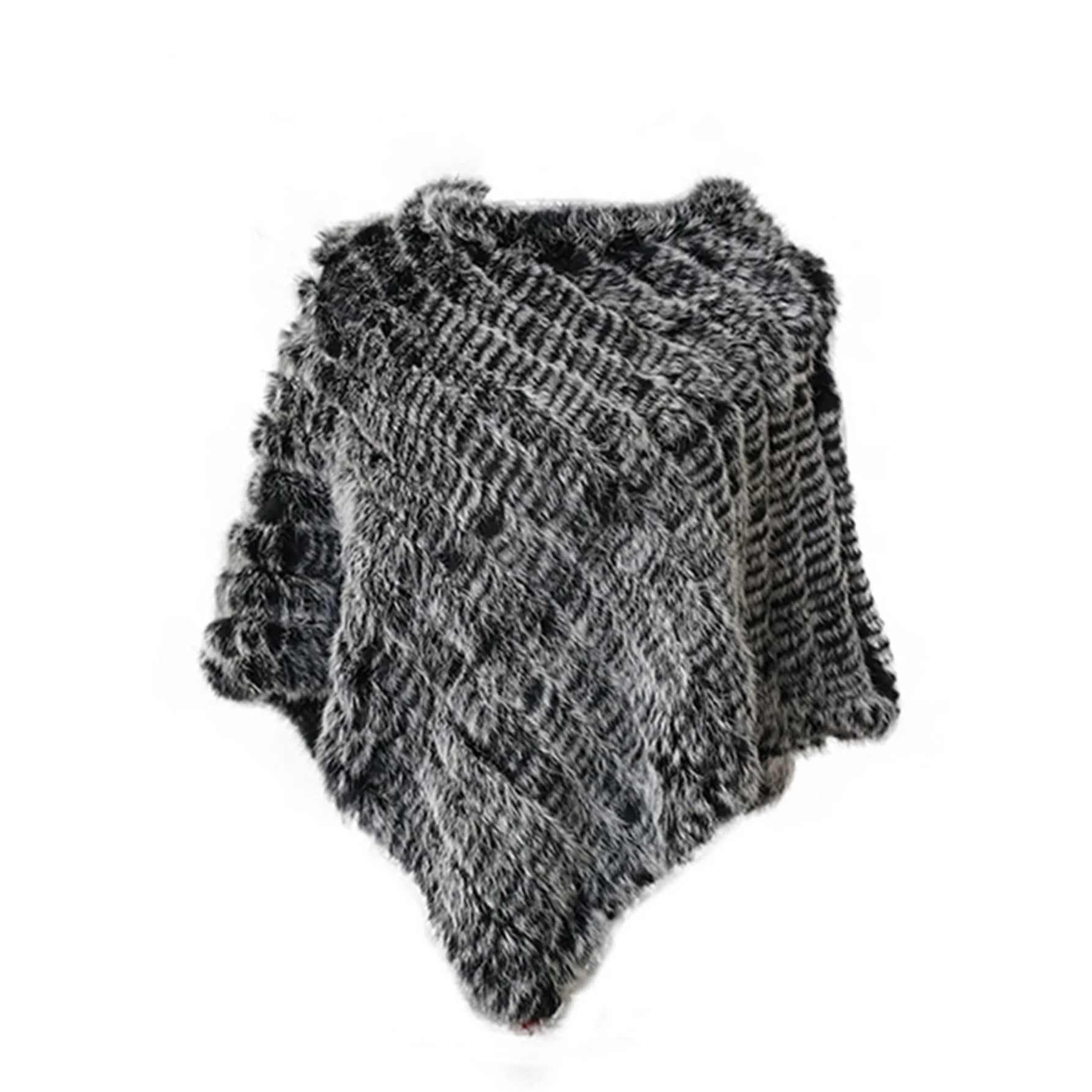 Real pele de coelho de malha natural poncho colete moda envoltório casaco xale senhora cachecol pele natural festa de casamento atacado capa
