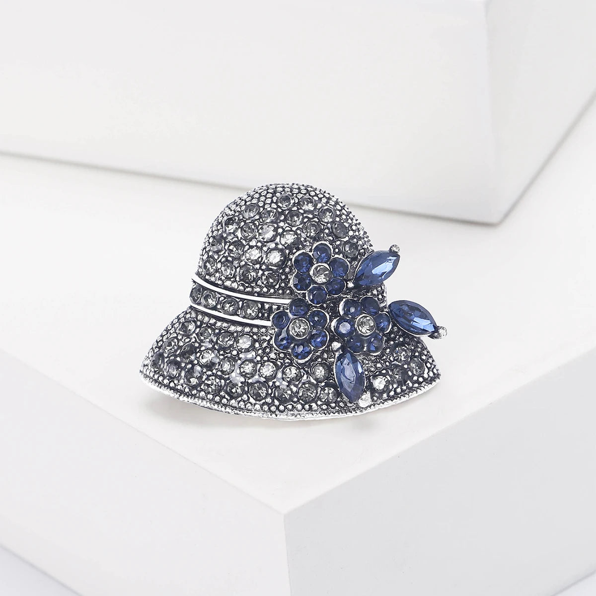 Broche Chapéu de Sol com Strass Elegante Feminino Luxo