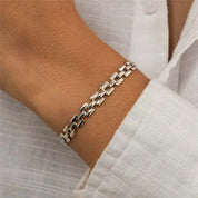 Pulseira de corrente de ligação oca de metal de aço inoxidável para mulheres vintage cor de ouro pulseira de relógio charme pulseiras jóias presentes