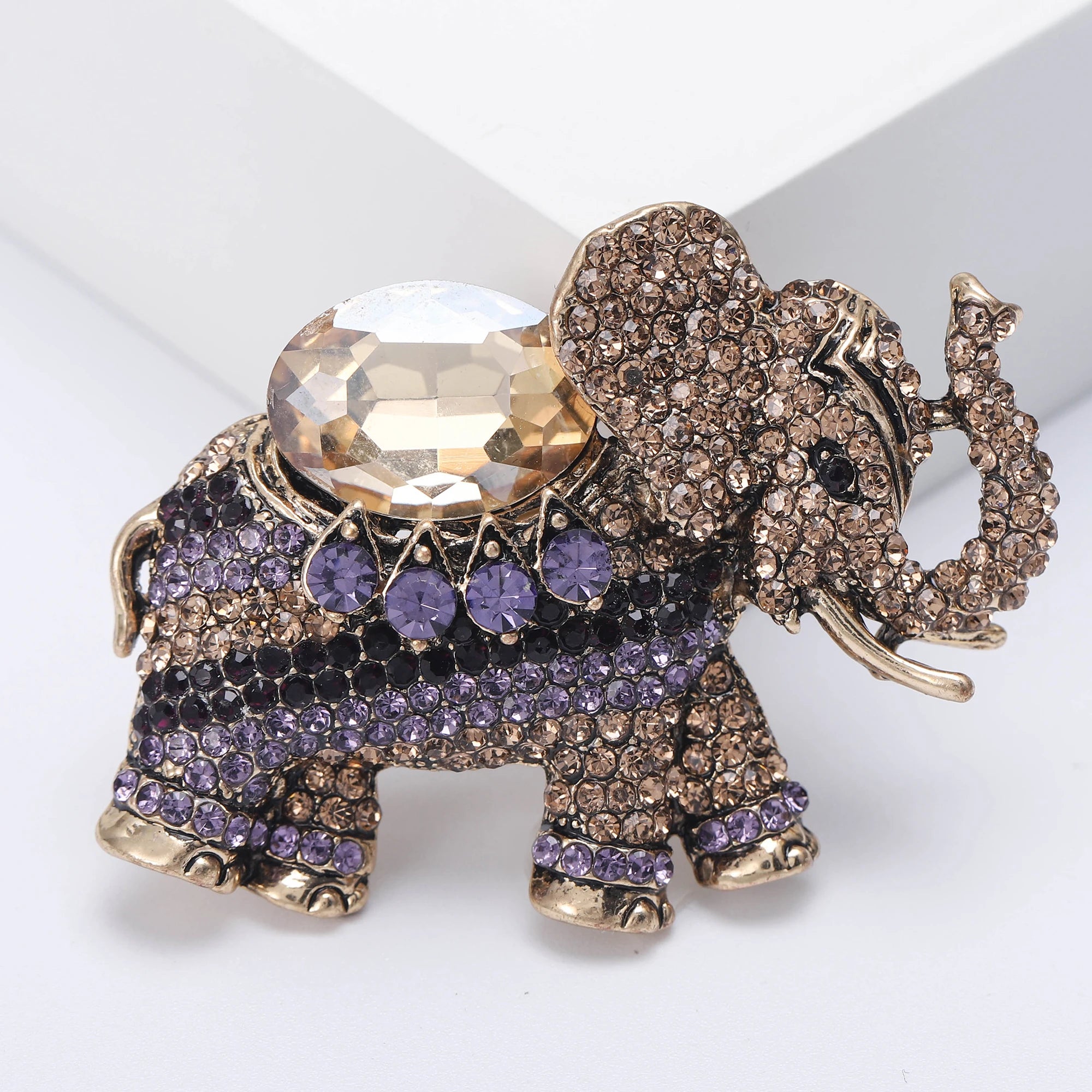 Broches de elefante de strass de luxo para mulheres unissex esmalte animal pinos banquete festa mochila presentes acessórios de joias