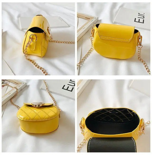Couro de patente do bebê meninas sacos de ombro bonito coração das crianças mini crossbody saco moda crianças corrente moeda bolsa bolsas carteira