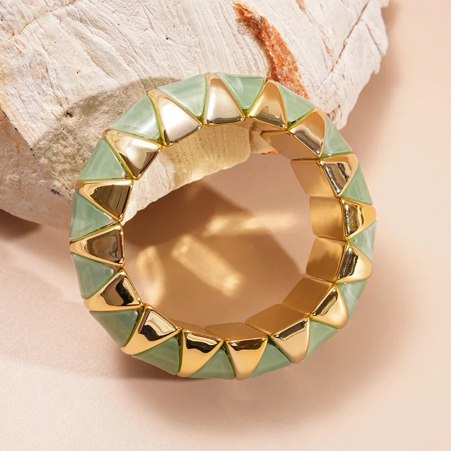 Pulseira acrílica colorida glamorosa para mulheres, pulseira elástica doce, uso diário moderno e presente de namoro