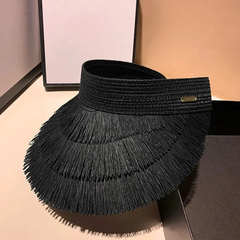 Chapéu de Palha Feminino com Franja e Proteção UV