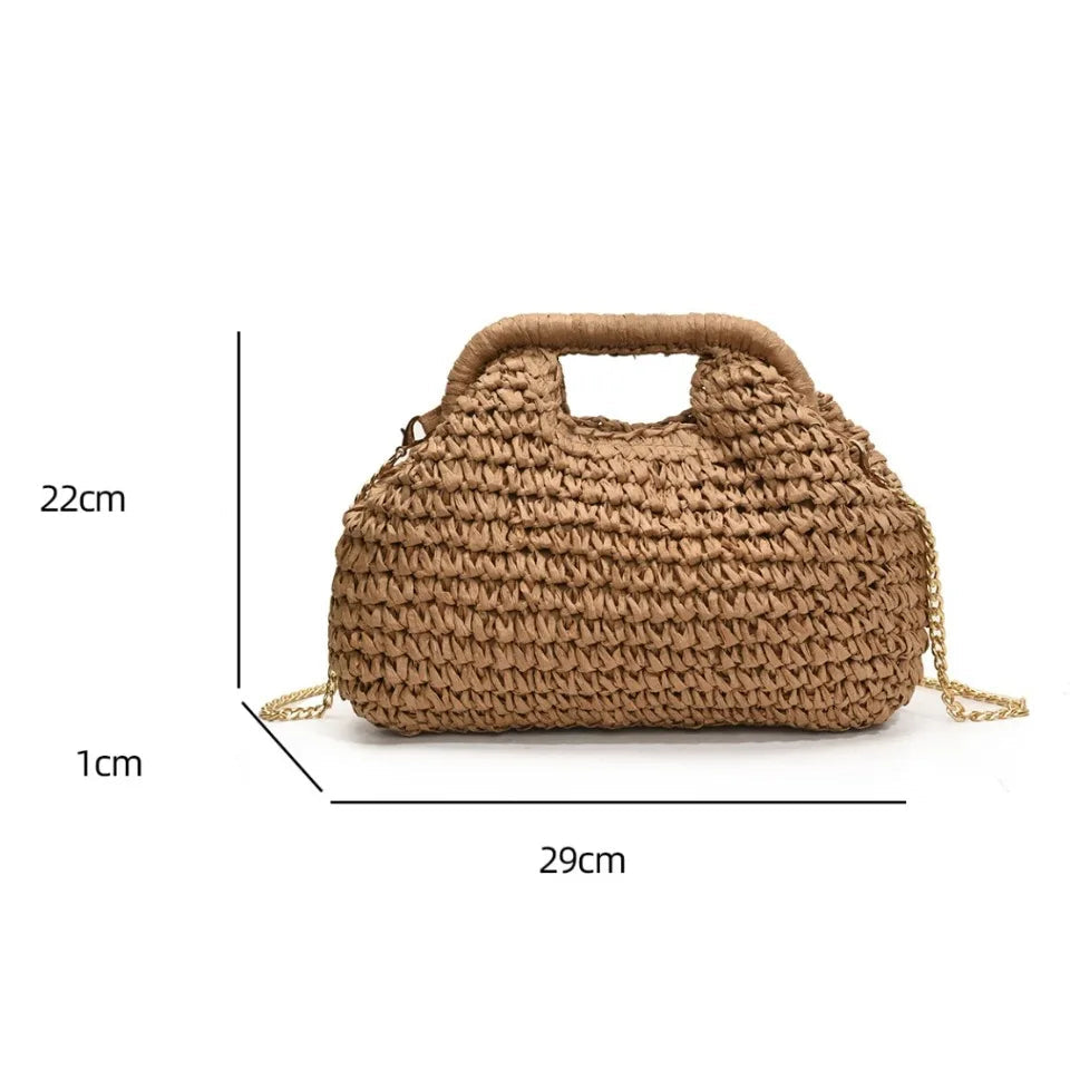 Retro tecido sacos de embreagem para as mulheres 2025 palha concha corrente bolsa mensageiro senhoras férias praia eco-friendly crossbody saco