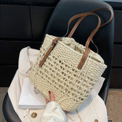 Designer casual rattan vime sacola grande capacidade tecido feminino verão praia palha bolsa senhora viagem grande cesta
