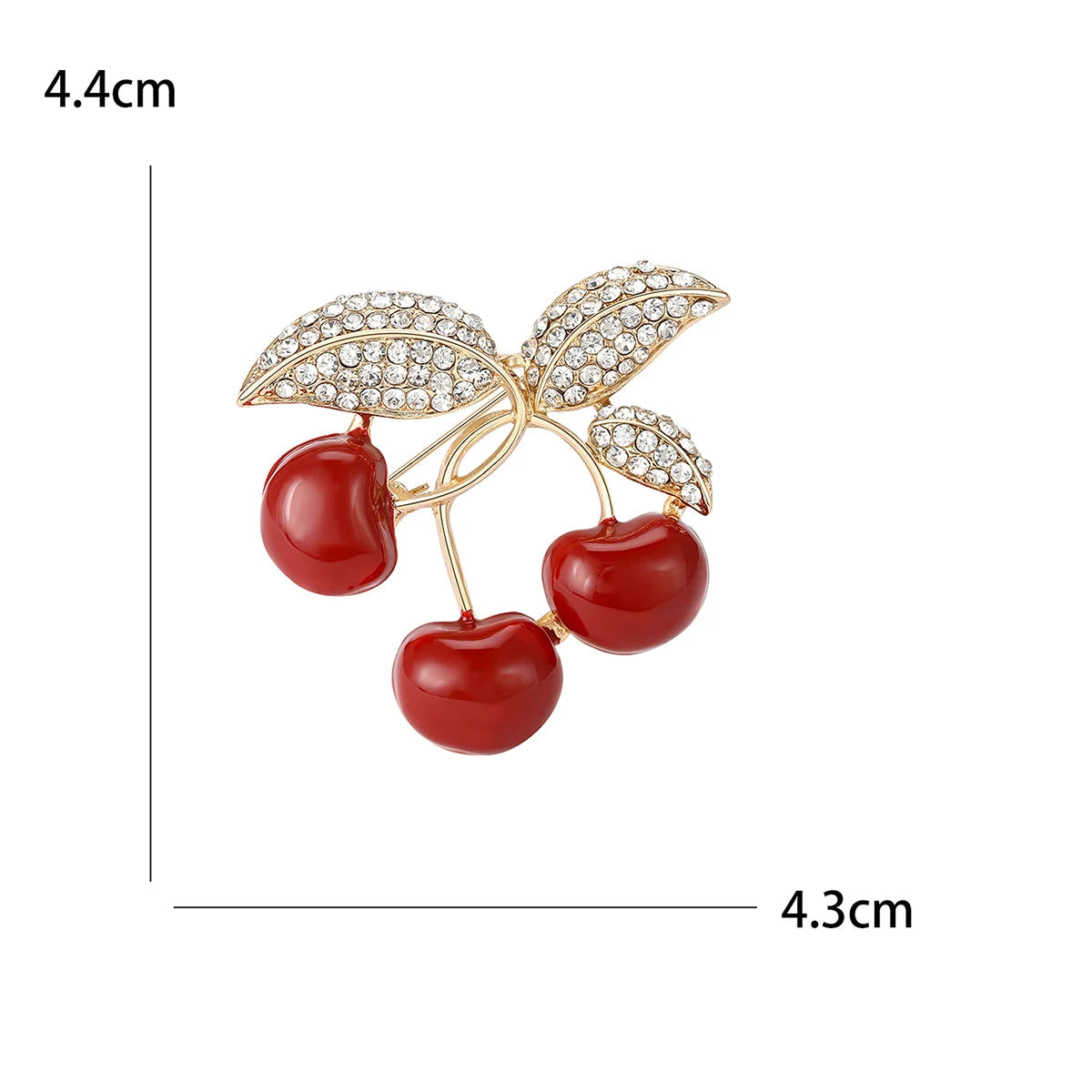 Broches de cereja esmalte para mulheres, Unisex Rhinestone Fruit Pins, Banquete Party Backpack Presentes, Acessórios de jóias